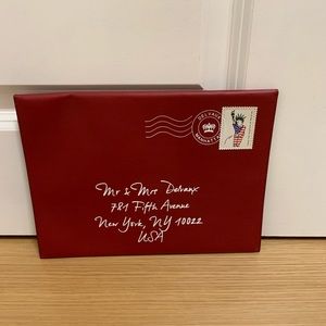 Delvaux Envelope Leather Clutch Red